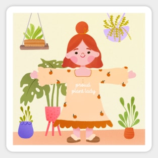 Plant Mom Cute Girl Illustration Sticker